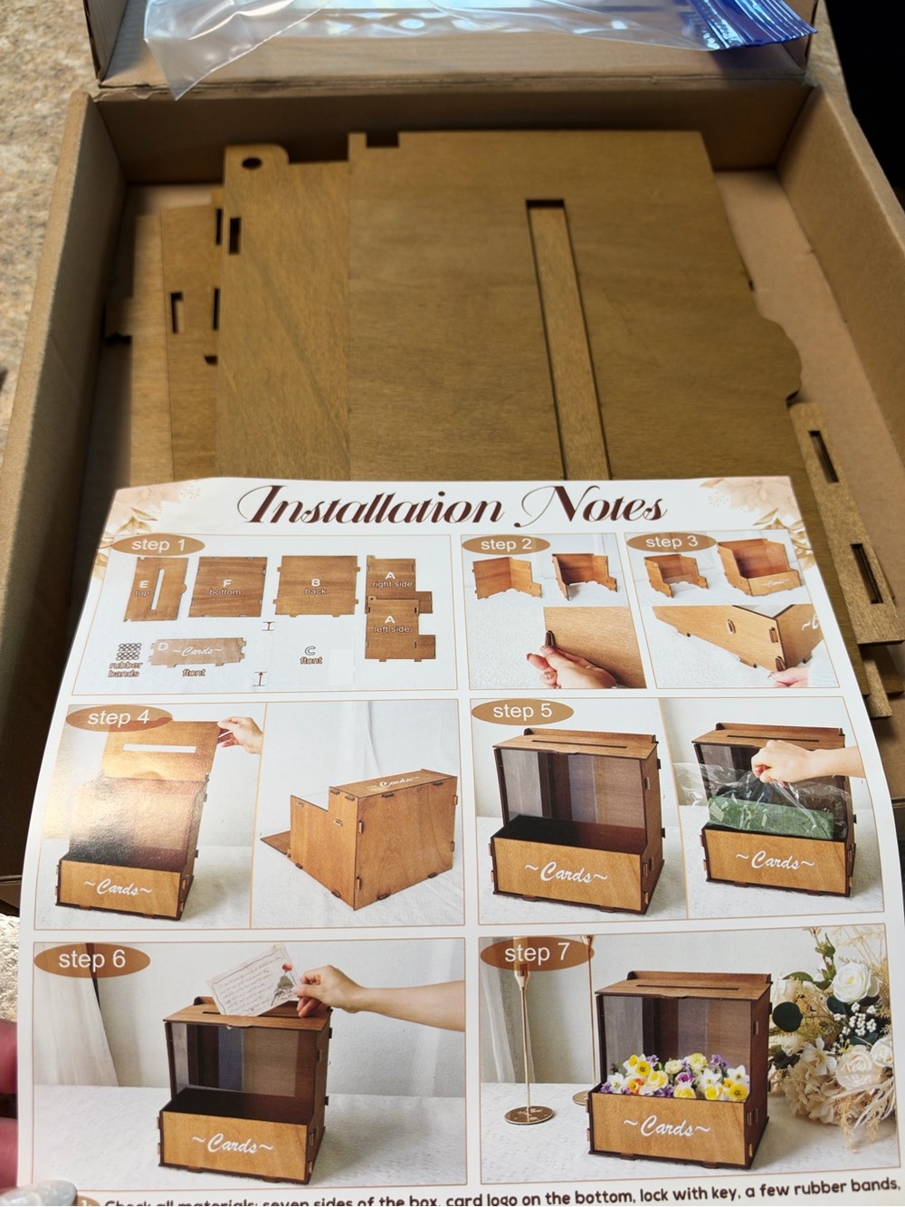 Amazon Wooden Card & Keepsake Organizer Box - Brown